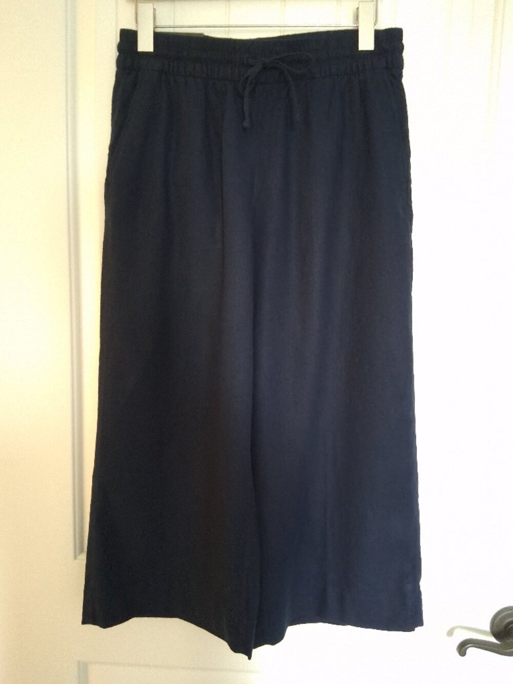 NWT Banana Republic Factory Linen-Rayon Easy Wide Leg Crop Pant Navy Blue Size S